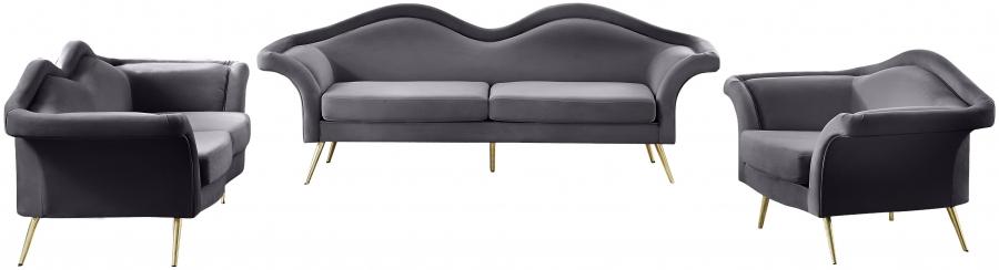 

    
Contemporary Gray Engineered Wood Living Room Set 2PCS Meridian Furniture Lips 607Grey-S-2PCS
