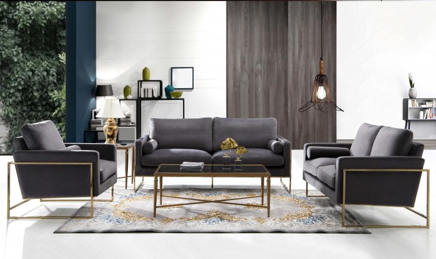 

    
Contemporary Gray Engineered Wood Living Room Set 3PCS Meridian Furniture Mila 678Grey-S-3PCS
