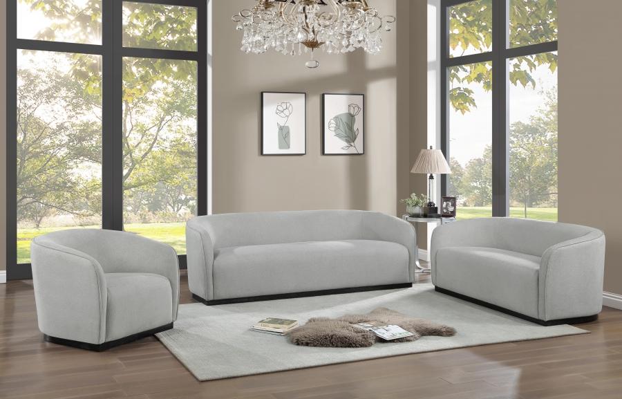 

    
Contemporary Gray Engineered Wood Living Room Set 3PCS Meridian Furniture Mylah 675Grey-S-3PCS
