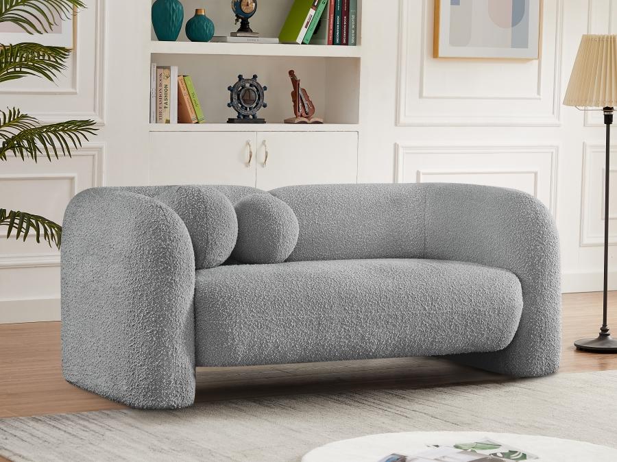 

    
 Shop  Contemporary Gray Engineered Wood Loveseat Meridian Furniture Emory 139Grey-L

