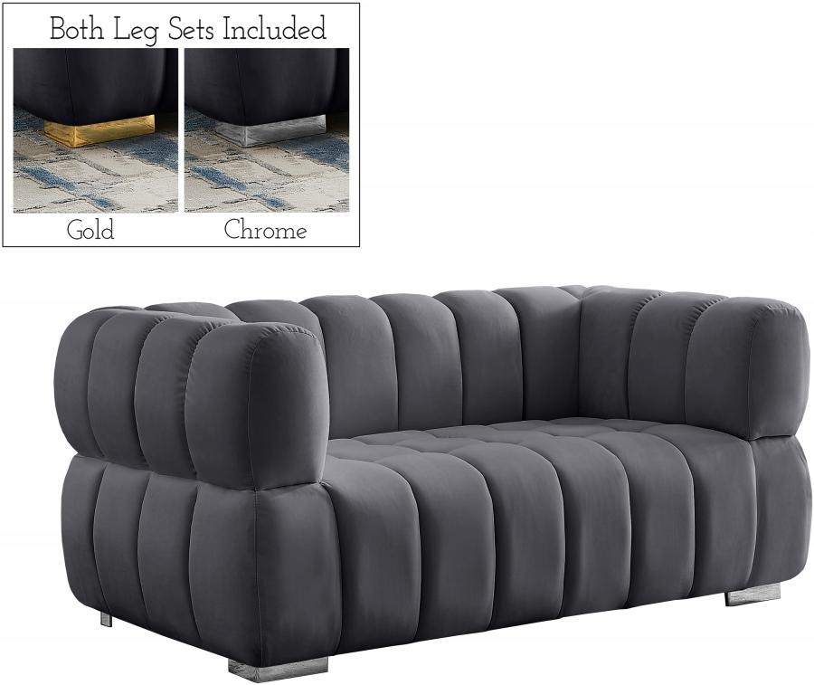 

    
Contemporary Gray Engineered Wood Loveseat Meridian Furniture Gwen 670Grey-L
