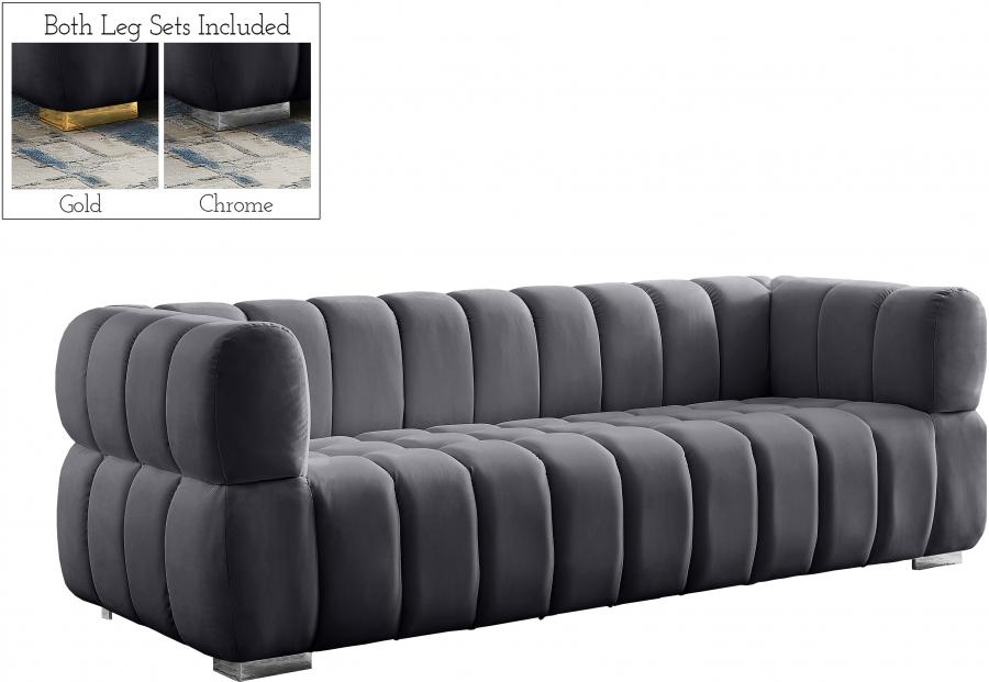 

    
Contemporary Gray Engineered Wood Sofa Meridian Furniture Gwen 670Grey-S
