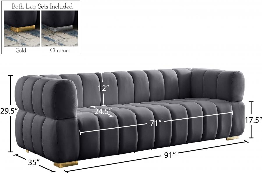 

        
Meridian Furniture Gwen Sofa 670Grey-S Sofa Gray Soft Velvet 42424527567855
