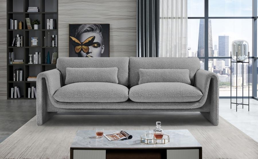 

    
Contemporary Gray Engineered Wood Sofa Meridian Furniture Stylus 198Grey-S
