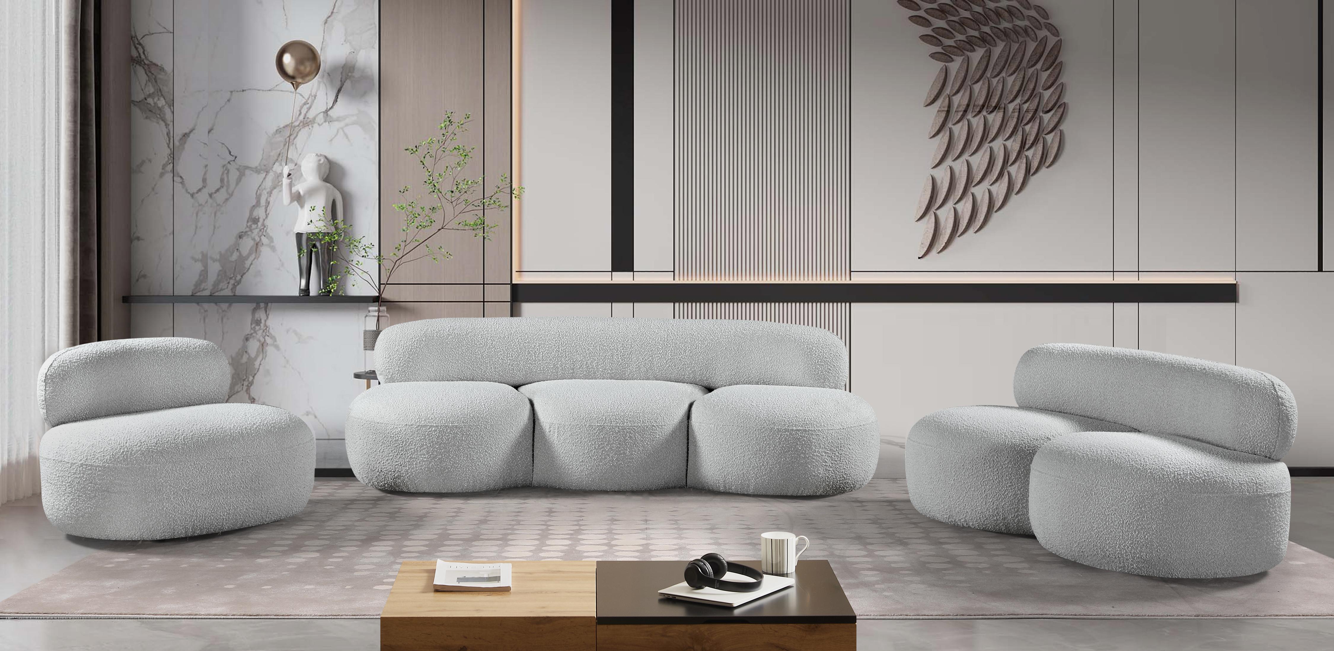 

    
 Shop  Contemporary Gray Eucalyptus Wood Loveseat Meridian Furniture Venti 140Grey-L
