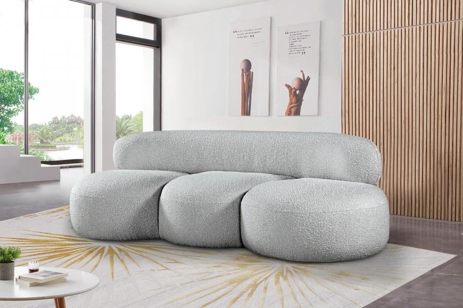 

    
Contemporary Gray Eucalyptus Wood Sofa Meridian Furniture Venti 140Grey-S
