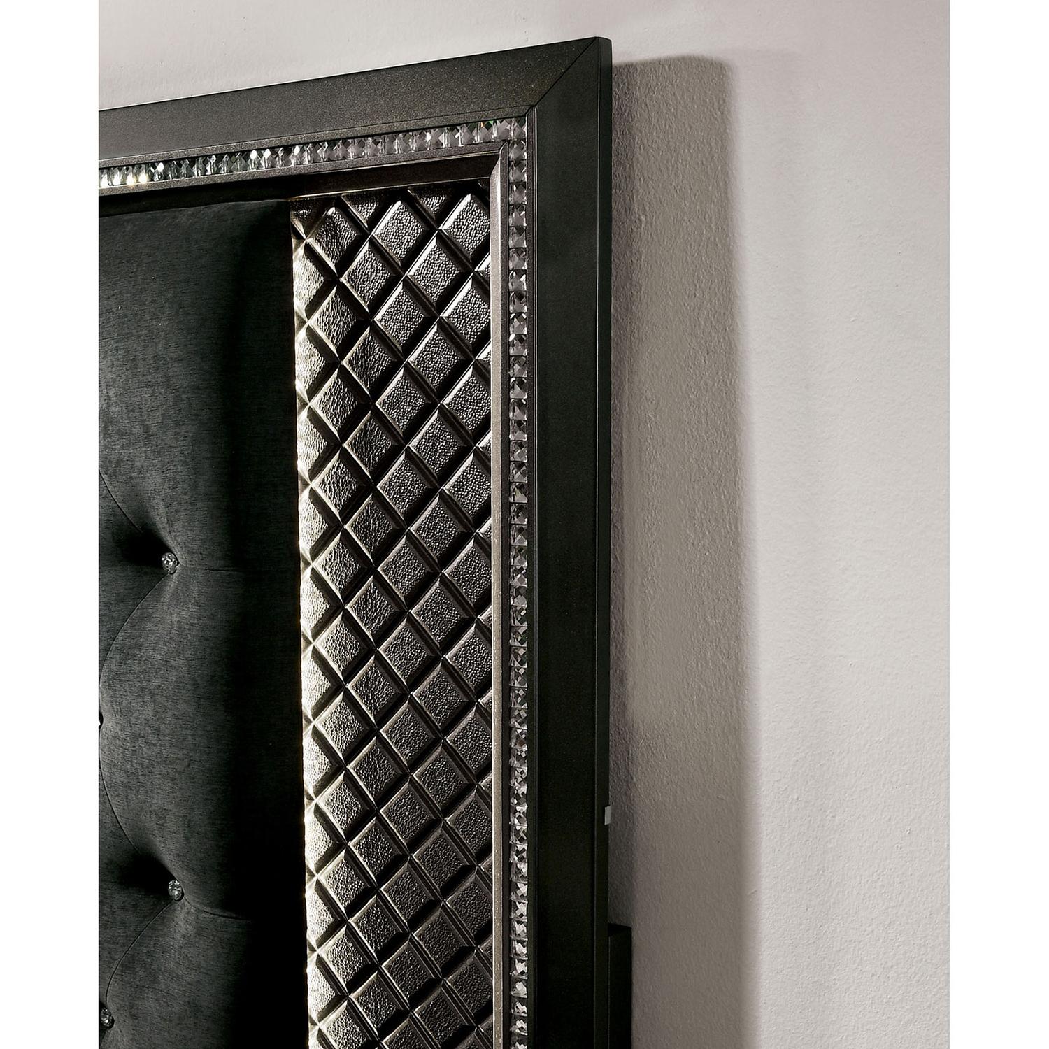 

    
Metallic Gray King Bed DEMETRIA CM7584-EK Furniture of America Contemporary
