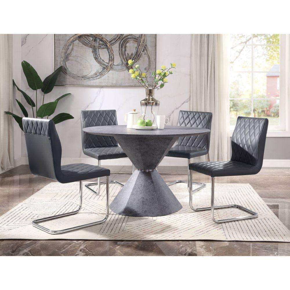

    
Contemporary Gray Faux Concrete Dining Table + 4x Chairs by Acme Ansonia 77830-5pcs
