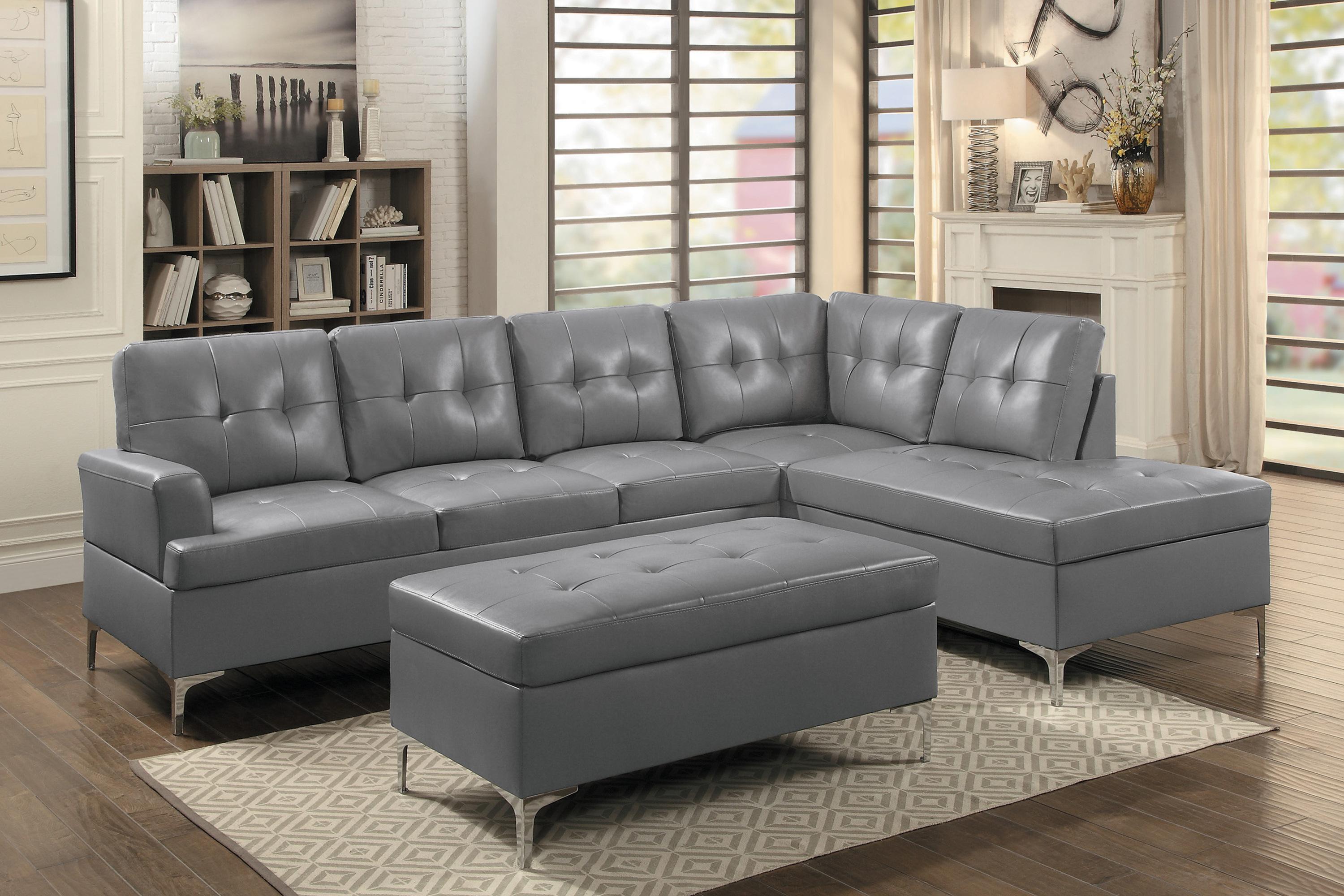 

                    
Buy Contemporary Gray Faux Leather 2-Piece Sectional w/Ottoman Homelegance 8378GRY*3 Barrington

