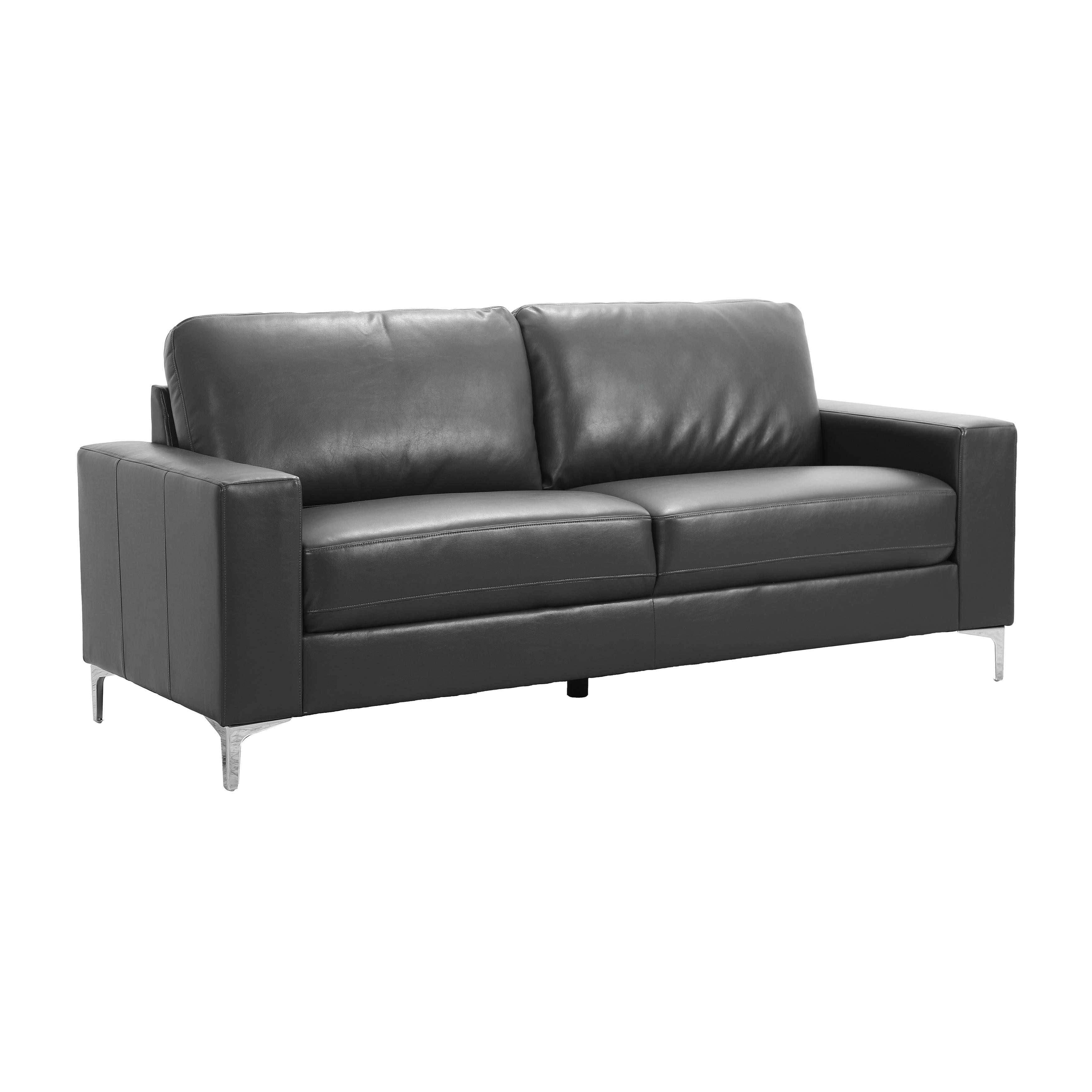 

    
Contemporary Gray Faux Leather Sofa Homelegance 8203GY-3 Iniko
