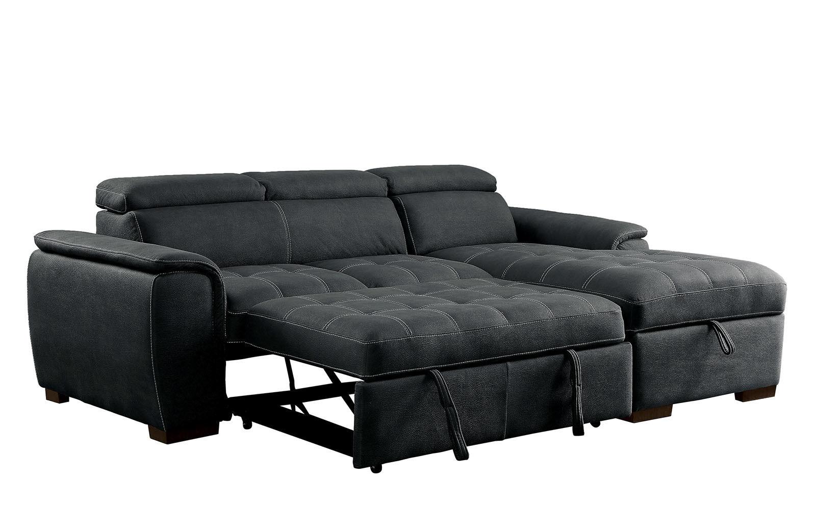 

    
Graphite Faux Nubuck Sectional Sofa PATTY CM6514BK Furniture of America Modern
