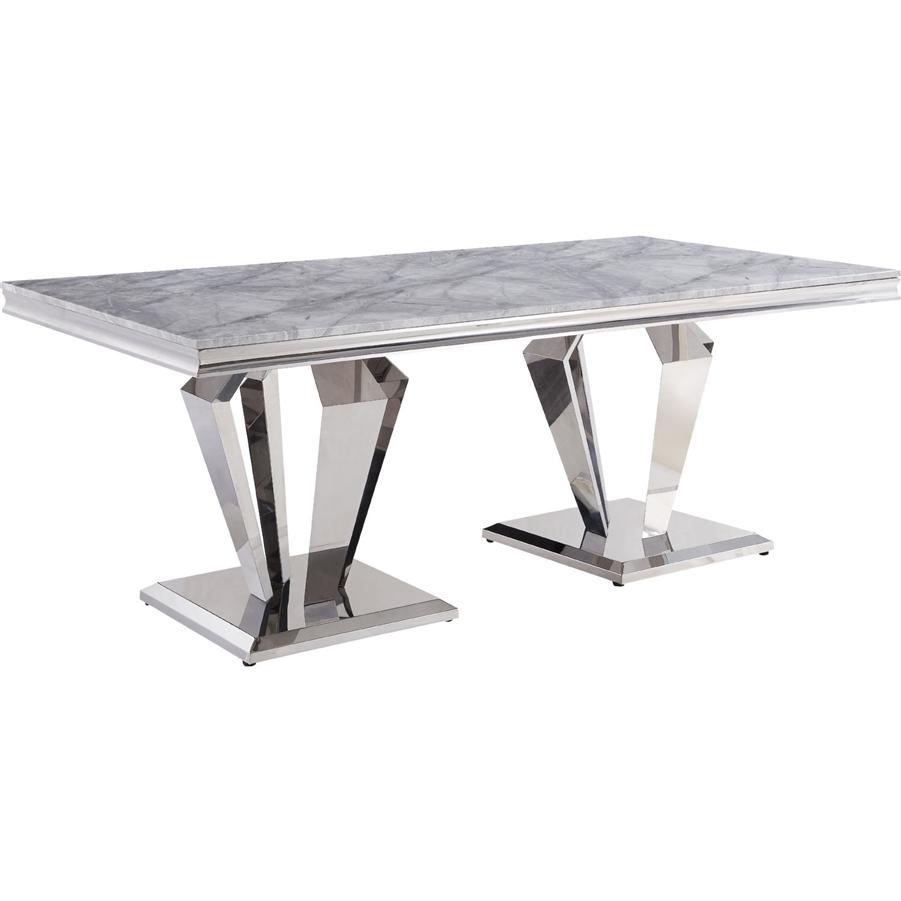 

    
Contemporary Gray Faux Marble & Mirrored Dining Table by Acme Satinka 68265
