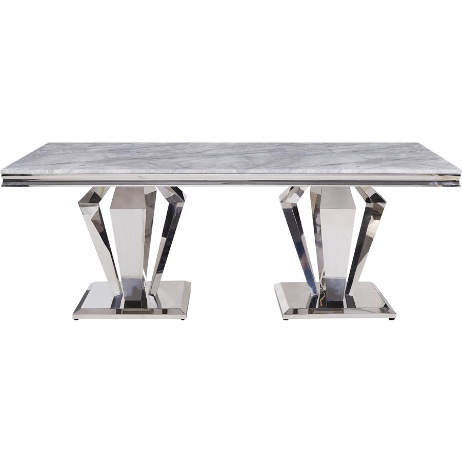 

    
Contemporary Gray Faux Marble & Mirrored Dining Table by Acme Satinka 68265
