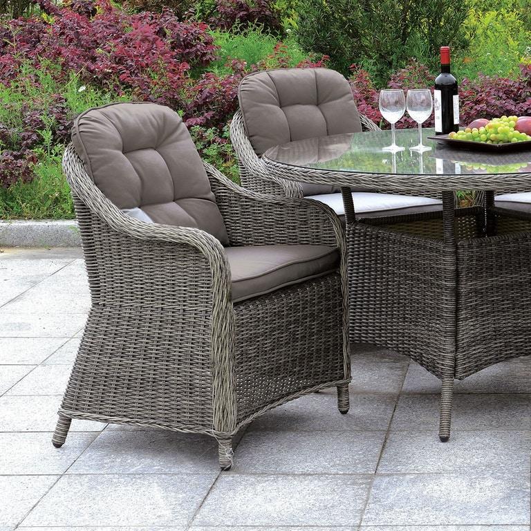 Contemporary Outdoor Dining Chair CM-OT2220-AC-2PK Canistota CM-OT2220-AC-2PK in Gray Fabric