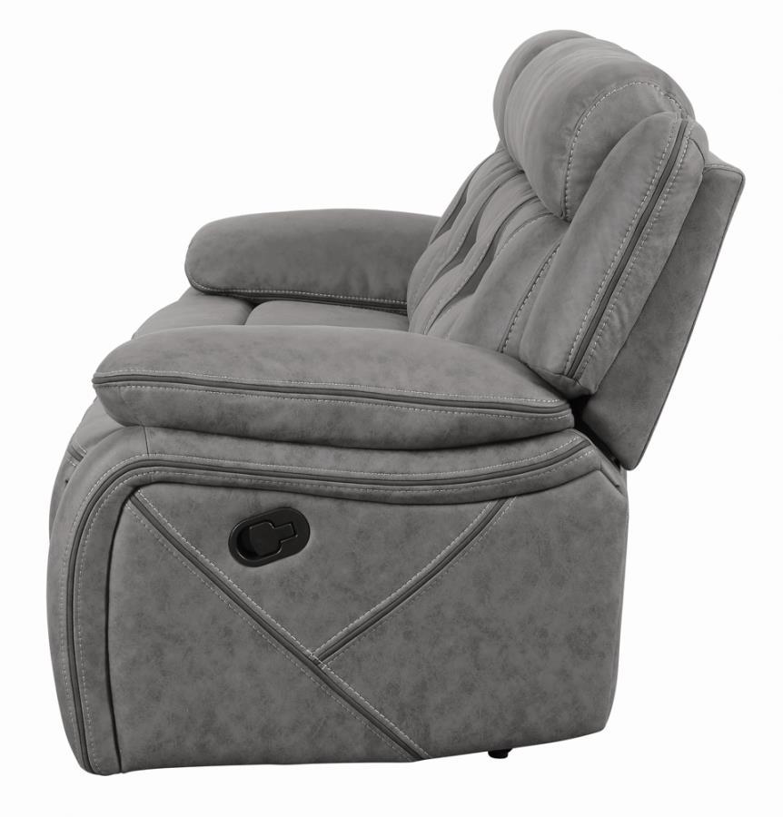

    
602261-S3 Contemporary Gray Faux Suede Motion Sofa Set 3pcs Coaster 602261-S3 Higgins
