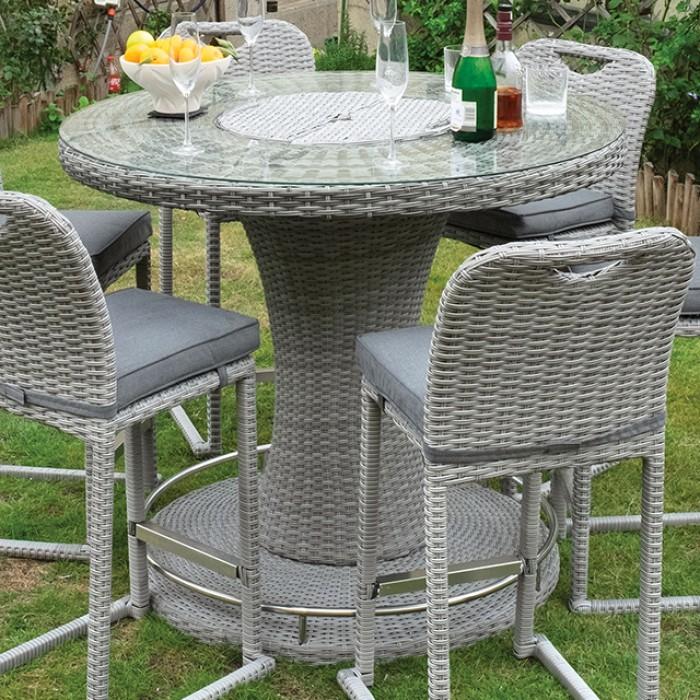 

    
Contemporary Gray Faux Wicker Patio Bar Table Furniture of America Cyprus GM-2006
