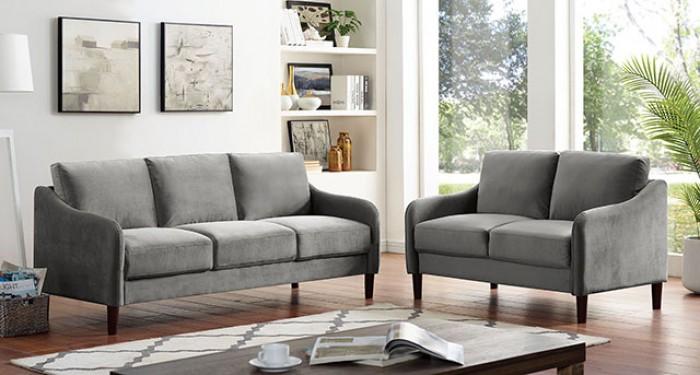 

    
Contemporary Gray Flannelette Living Room Set 3pcs Furniture of America Kassel
