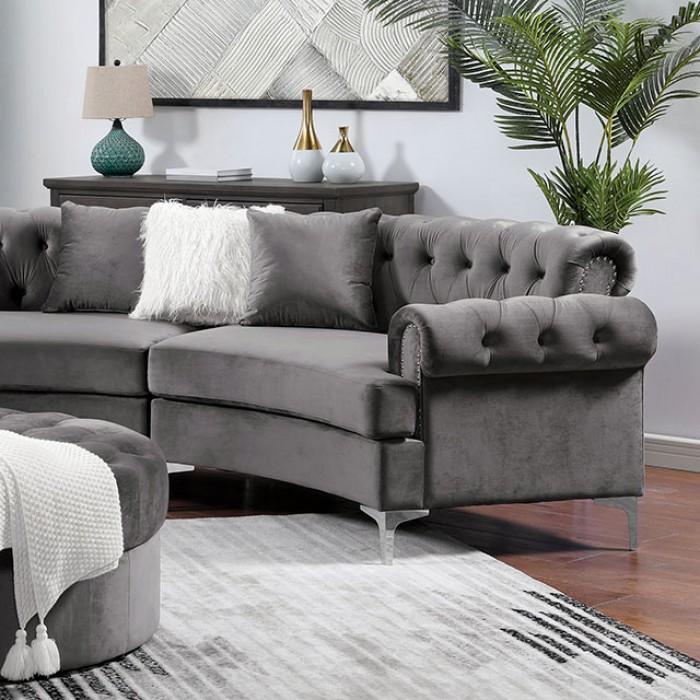 

    
Contemporary Gray Flannelette Sectional Sofa and Ottoman Furniture of America Sophronia
