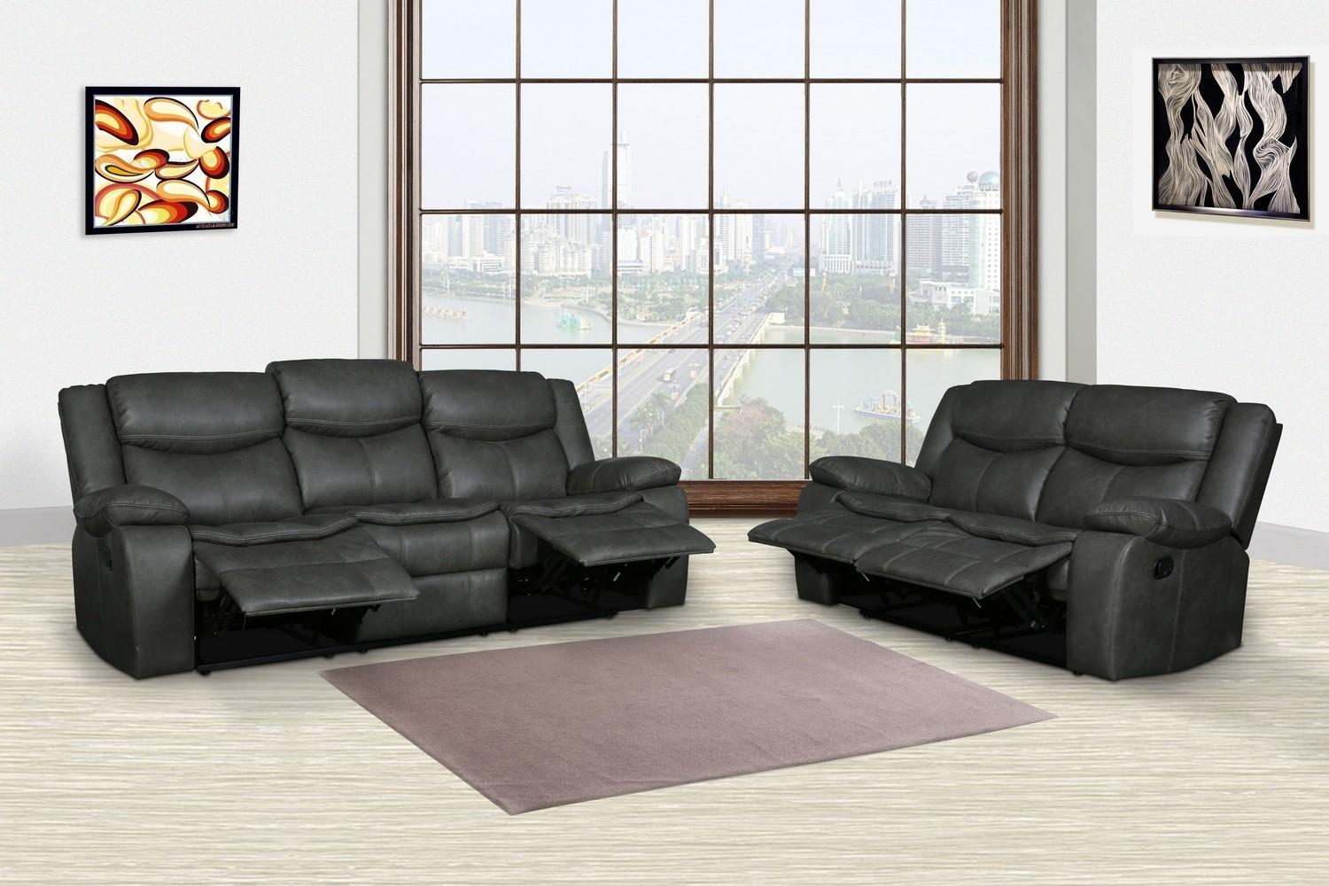 

    
Contemporary Gray Leather Air Reclining Living Room Set 2PCS Global United 6967 6967-GRAY-S-2PCS

