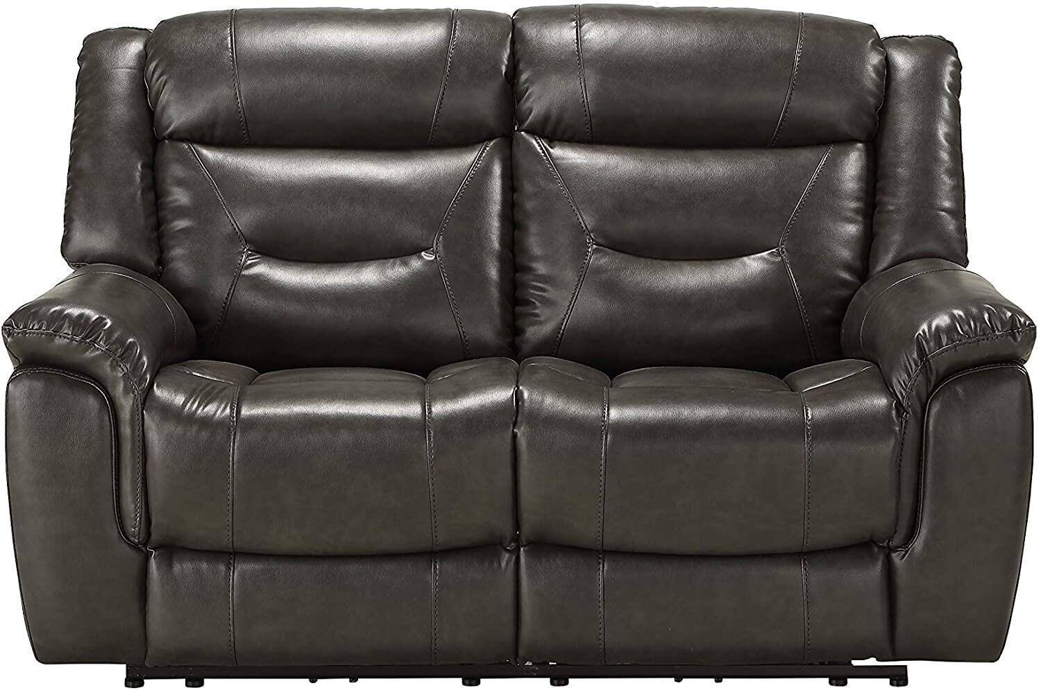 

    
Contemporary Gray Leather Loveseat by Acme Imogen 54806

