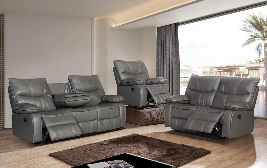Contemporary Reclining Sofa Motion Reclining Living Room Set 2PCS SF1012-S-2PCS SF1012-S-2PCS in Gray 