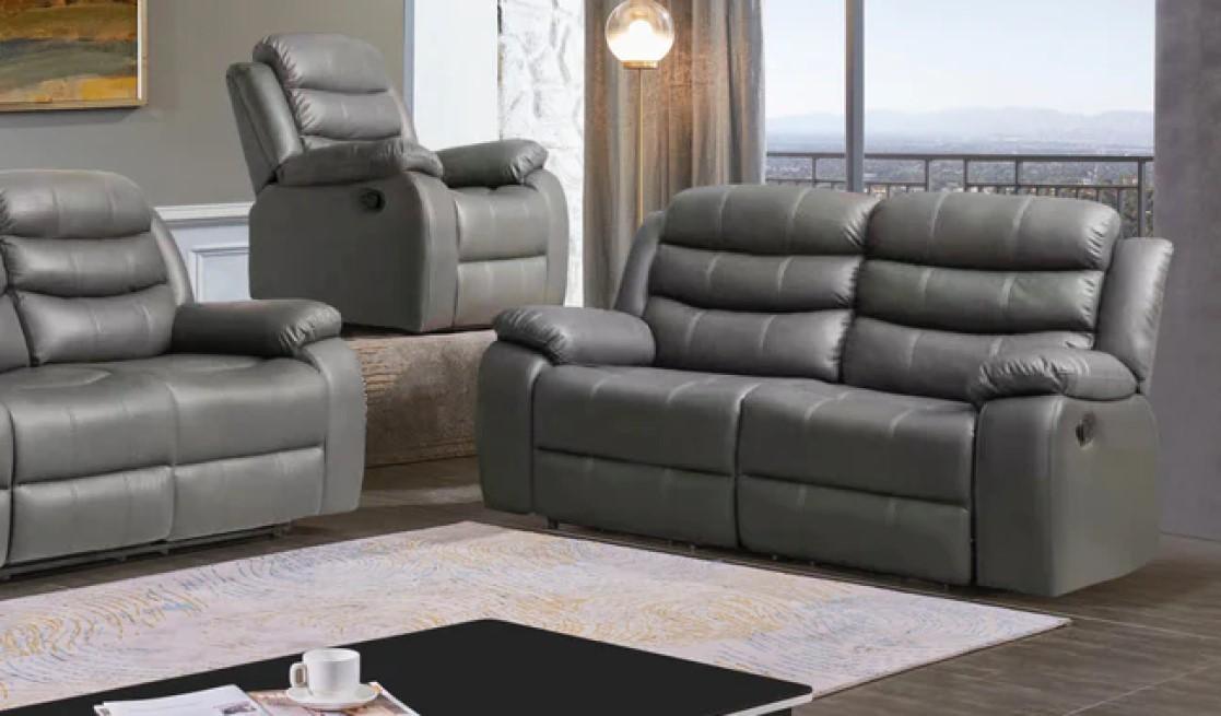 

    
McFerran Furniture SF8007 R Reclining Living Room Set Gray SF8007-S-2PC
