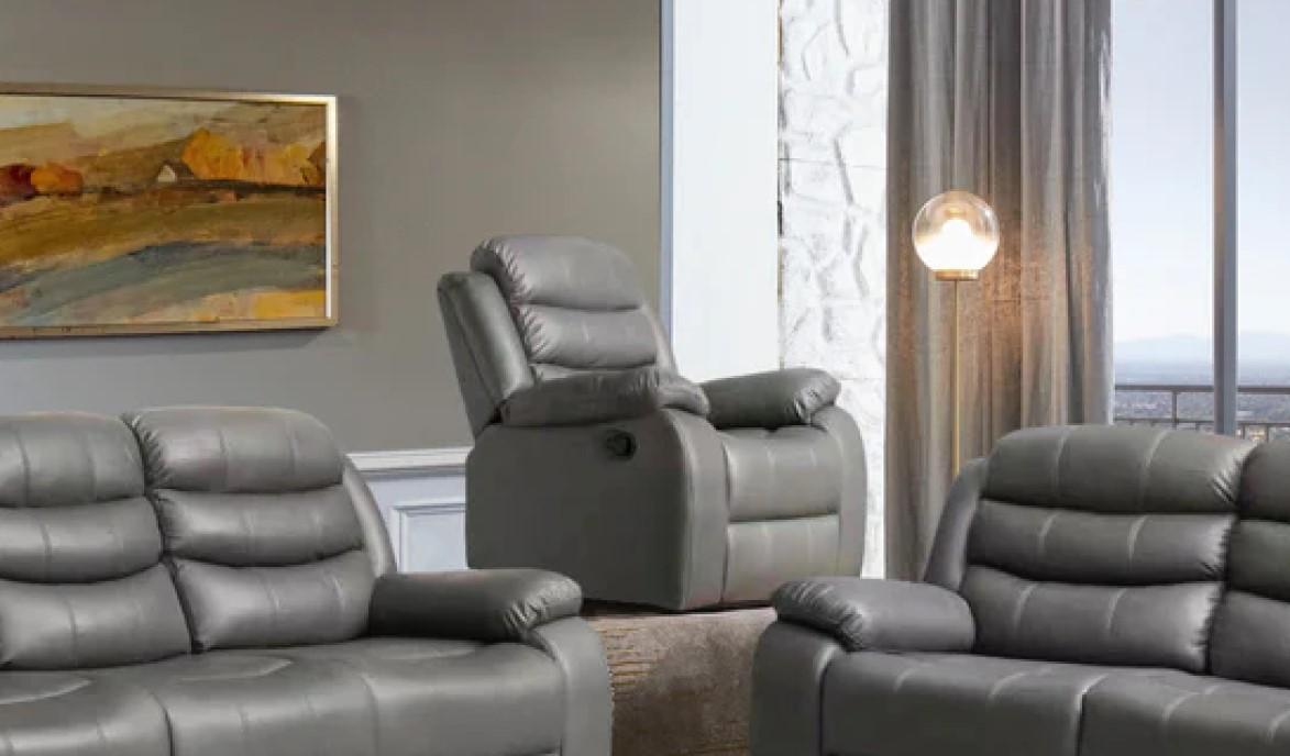 

                    
McFerran Furniture SF8007 Reclining Living Room Set Gray Premium Leather Purchase 
