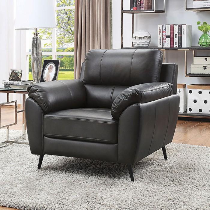 Contemporary Arm Chair CM6067GY-CH Clarke CM6067GY-CH in Gray Leatherette