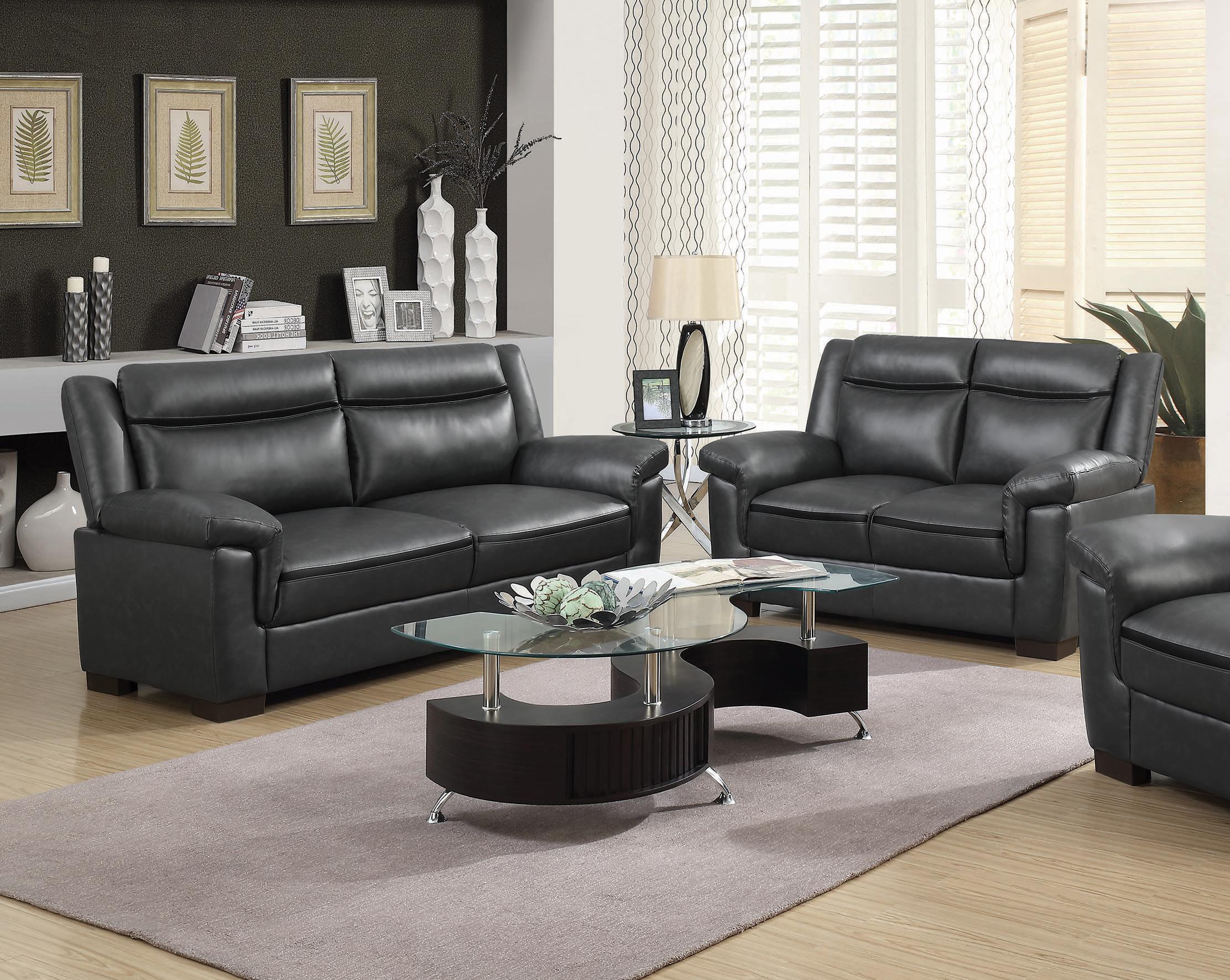 Contemporary Living Room Set 506591-S2 Arabella 506591-S2 in Gray Leatherette