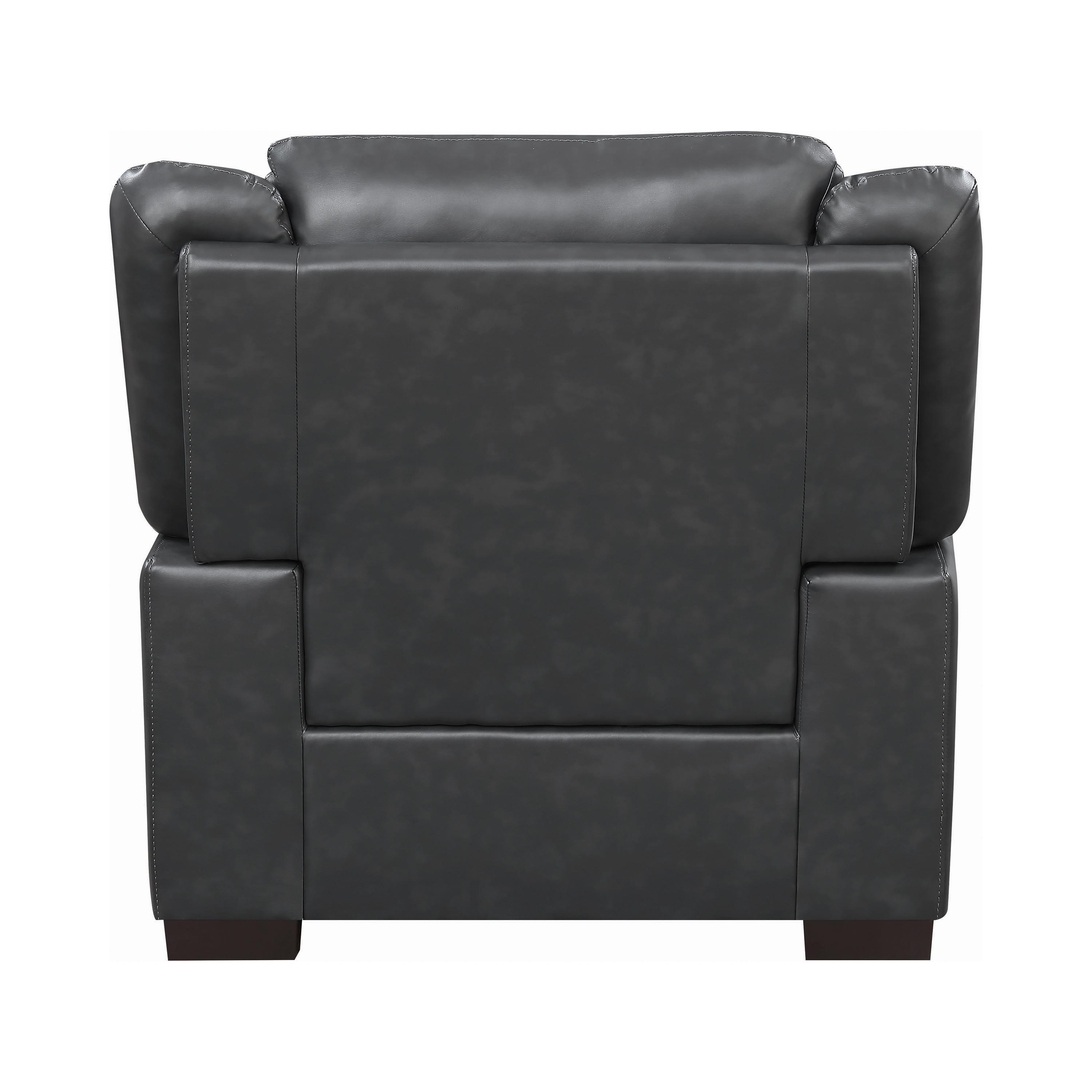 

    
 Photo  Contemporary Gray Leatherette Living Room Set 3pcs Coaster 506591-S3 Arabella
