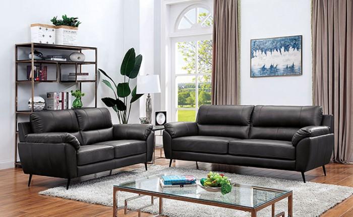 

    
Contemporary Gray Leatherette Living Room Set 3pcs Furniture of America Clarke
