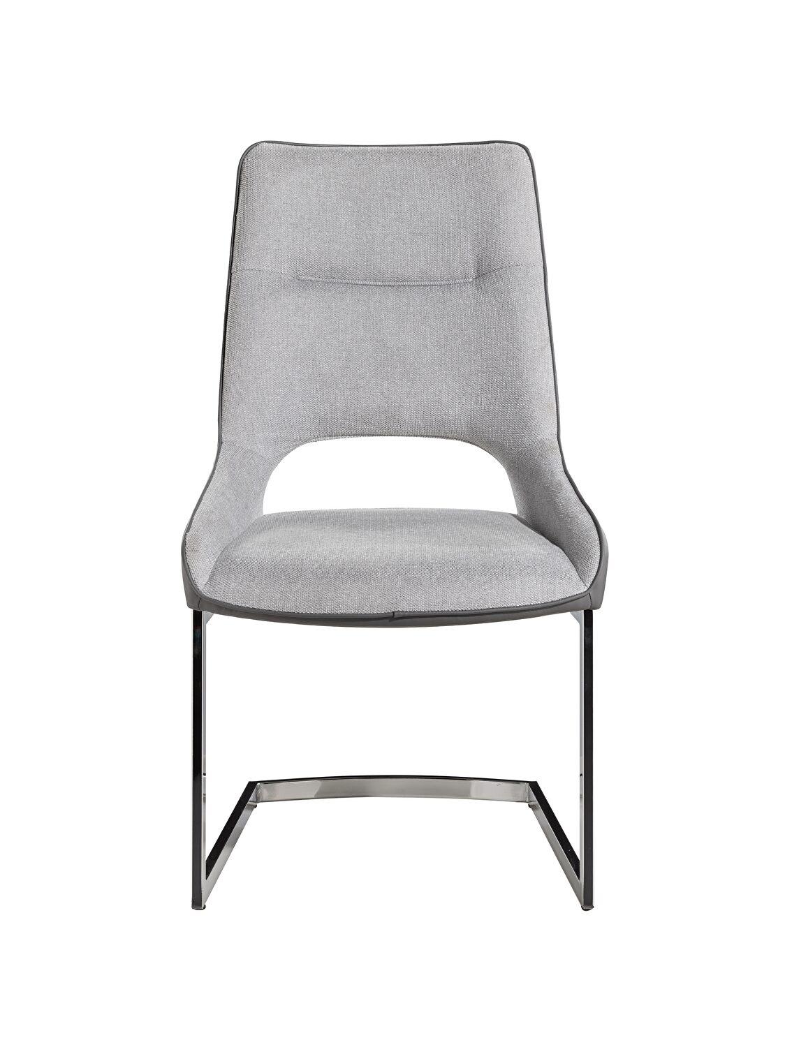 

    
Contemporary Gray & Light gray Fabric Dining Chair Set 2Pcs Global USA
