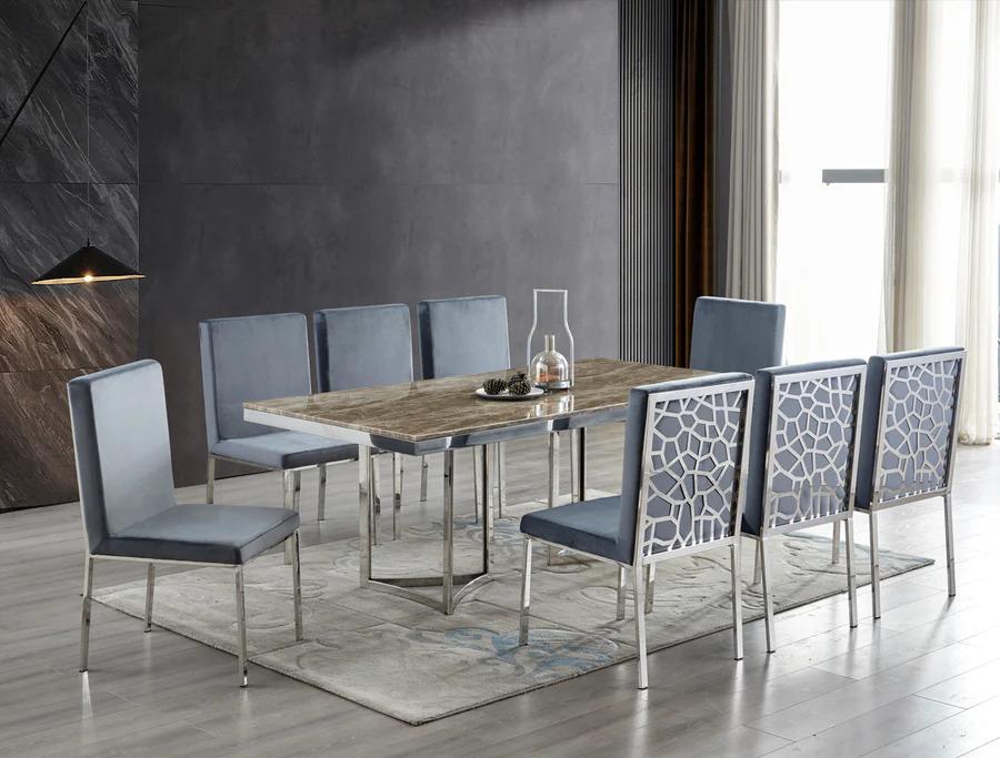 Contemporary Rectangle dining table D1009 D1009-T in Gray, Beige 
