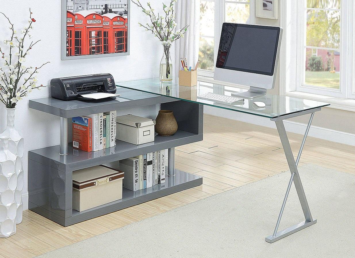 

    
Contemporary Gray Metal Computer Desk Furniture of America CM-DK6131GY Bronwen
