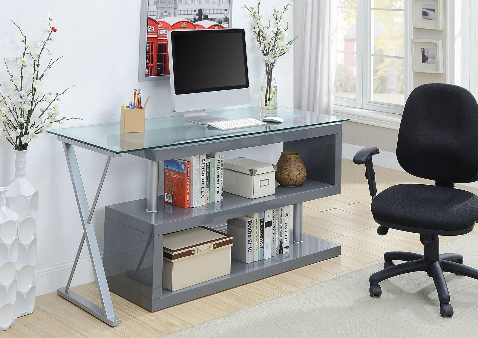 

    
Contemporary Gray Metal Computer Desk Furniture of America CM-DK6131GY Bronwen
