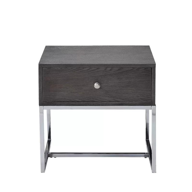 

    
Contemporary Gray Oak & Chrome End Table by Acme Iban 81172
