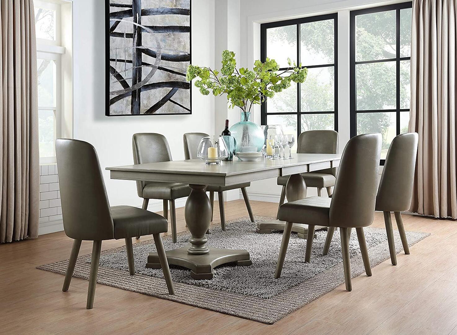 

    
Contemporary Gray Oak Dining Room Set by Acme Waylon 72200-7pcs
