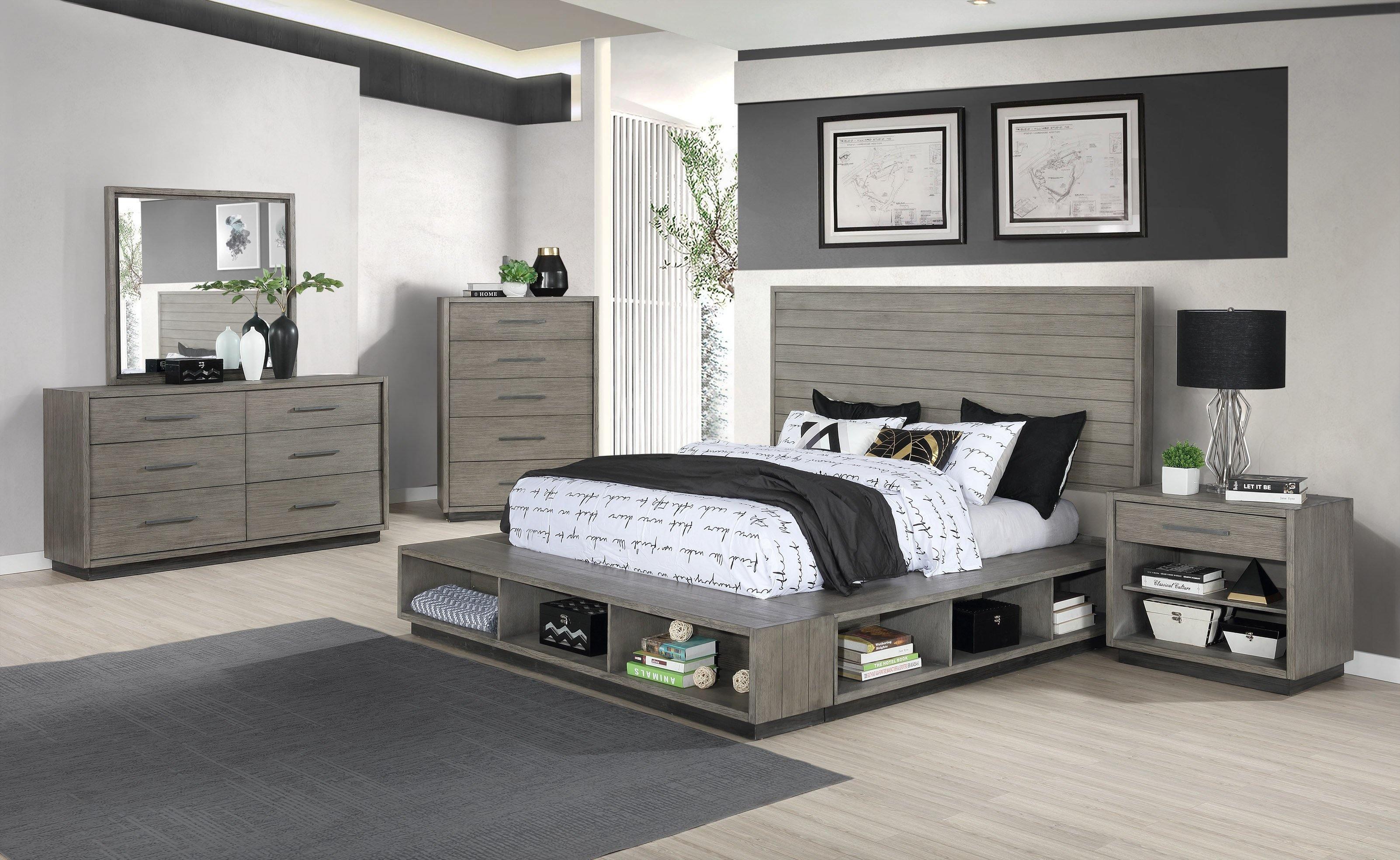 

    
Contemporary Gray Oak Wood Queen Bedroom Set 5pcs Coaster 223201Q Derbyshire

