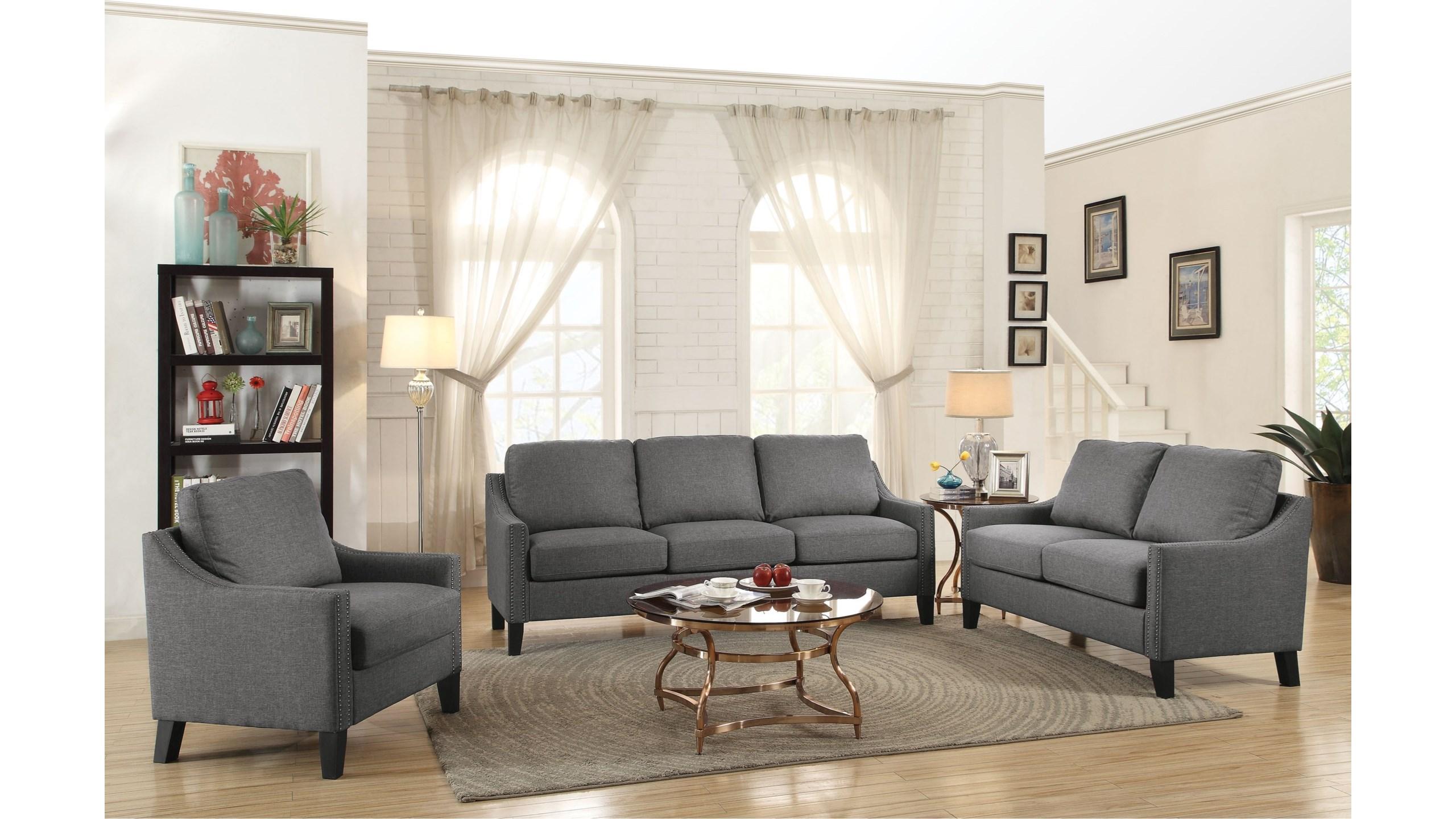 

    
Contemporary Gray Sofa by Acme Zapata 53755
