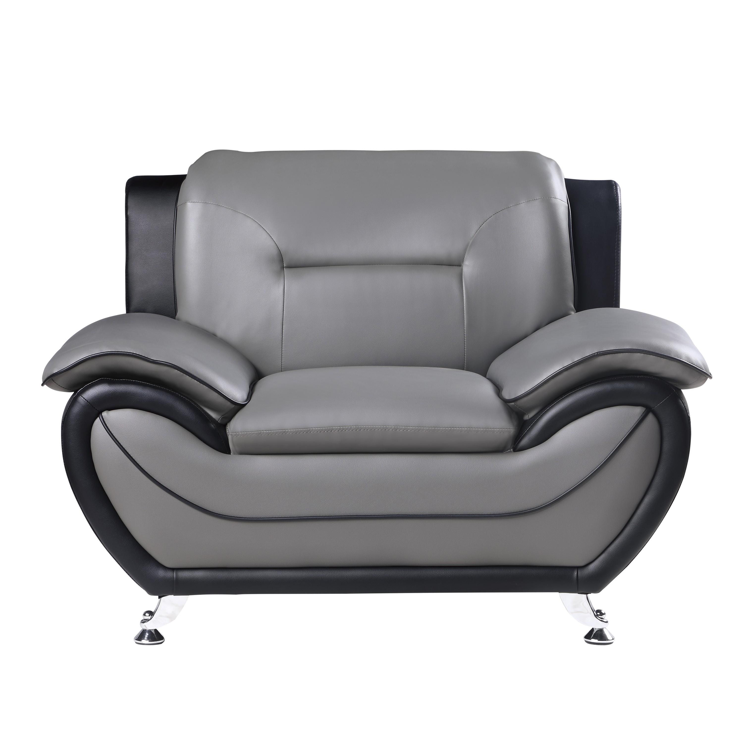 Contemporary Arm Chair 9419-1 Matteo 9419-1 in Gray Faux Leather