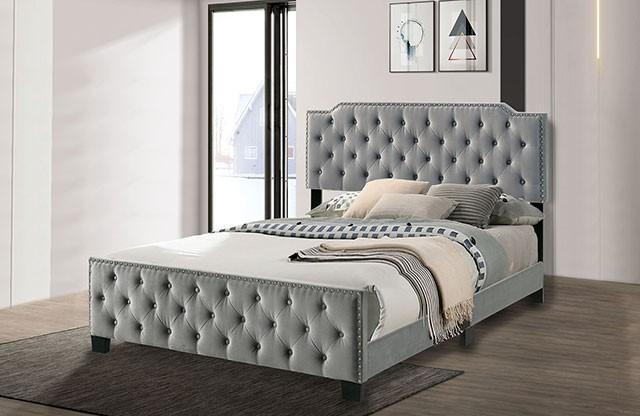 Contemporary Panel Bed Charlize California King Panel Bed CM7414LG-CK CM7414LG-CK in Gray 