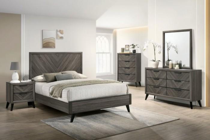 Contemporary Panel Bed Vagan California King Panel Bed CM7472GY-CK CM7472GY-CK in Gray 