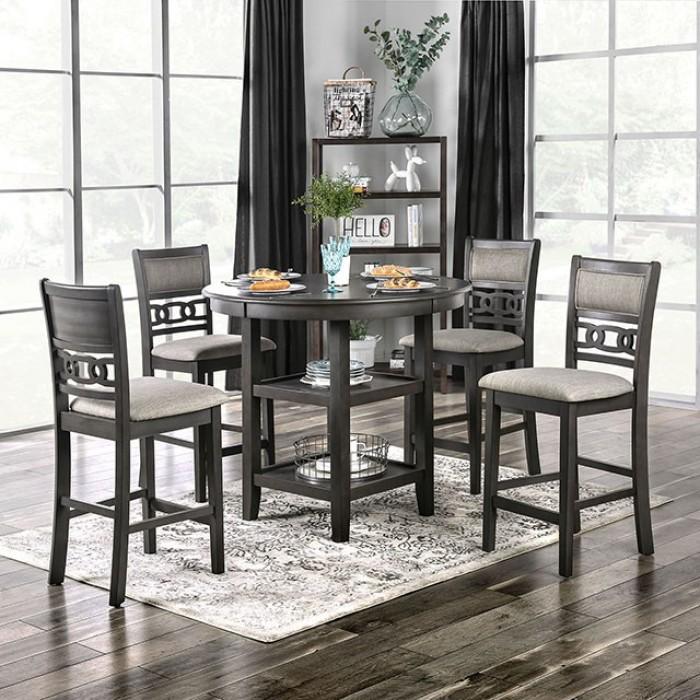 Contemporary Counter Dining Set CM3609PT-5PK Milly CM3609PT-5PK in Gray Fabric