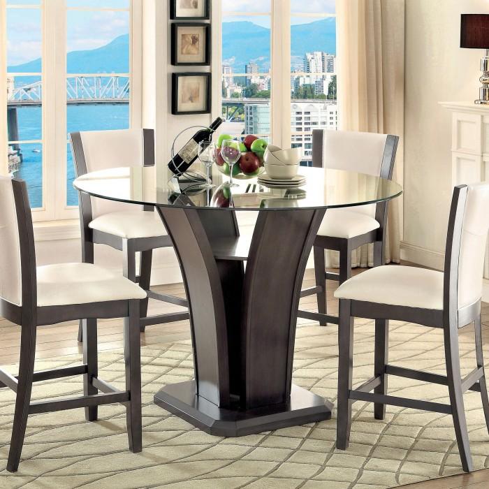 Contemporary Dining Room Set CM3710GY-PT-Set-5 Manhattan CM3710GY-PT-5PC in Gray Leatherette