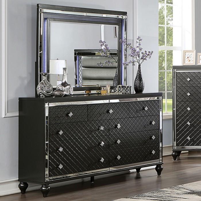 Contemporary Dresser With Mirror Calandria Dresser With Mirror 2PCS CM7320GY-D-2PCS CM7320GY-D-2PCS in Gray 