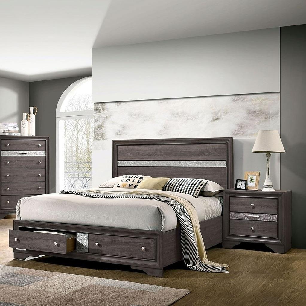 Furniture of America CM7552GY-EK-3PC Chrissy Storage Bedroom Set