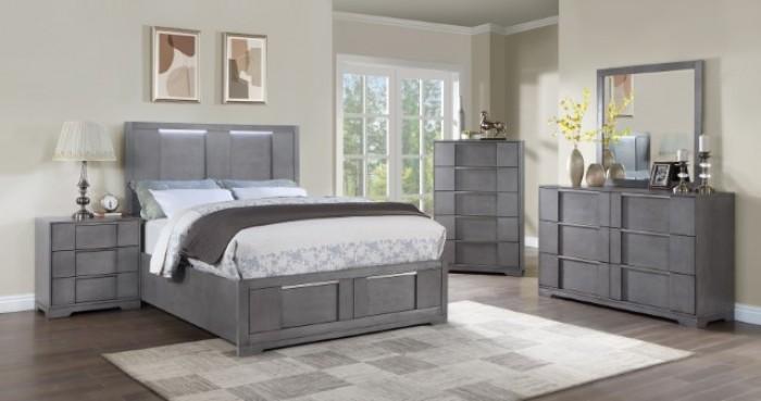 

    
Contemporary Gray Solid Wood King Storage Bedroom Set 3PCS Furniture of America Regulus CM7475GY-EK-3PCS
