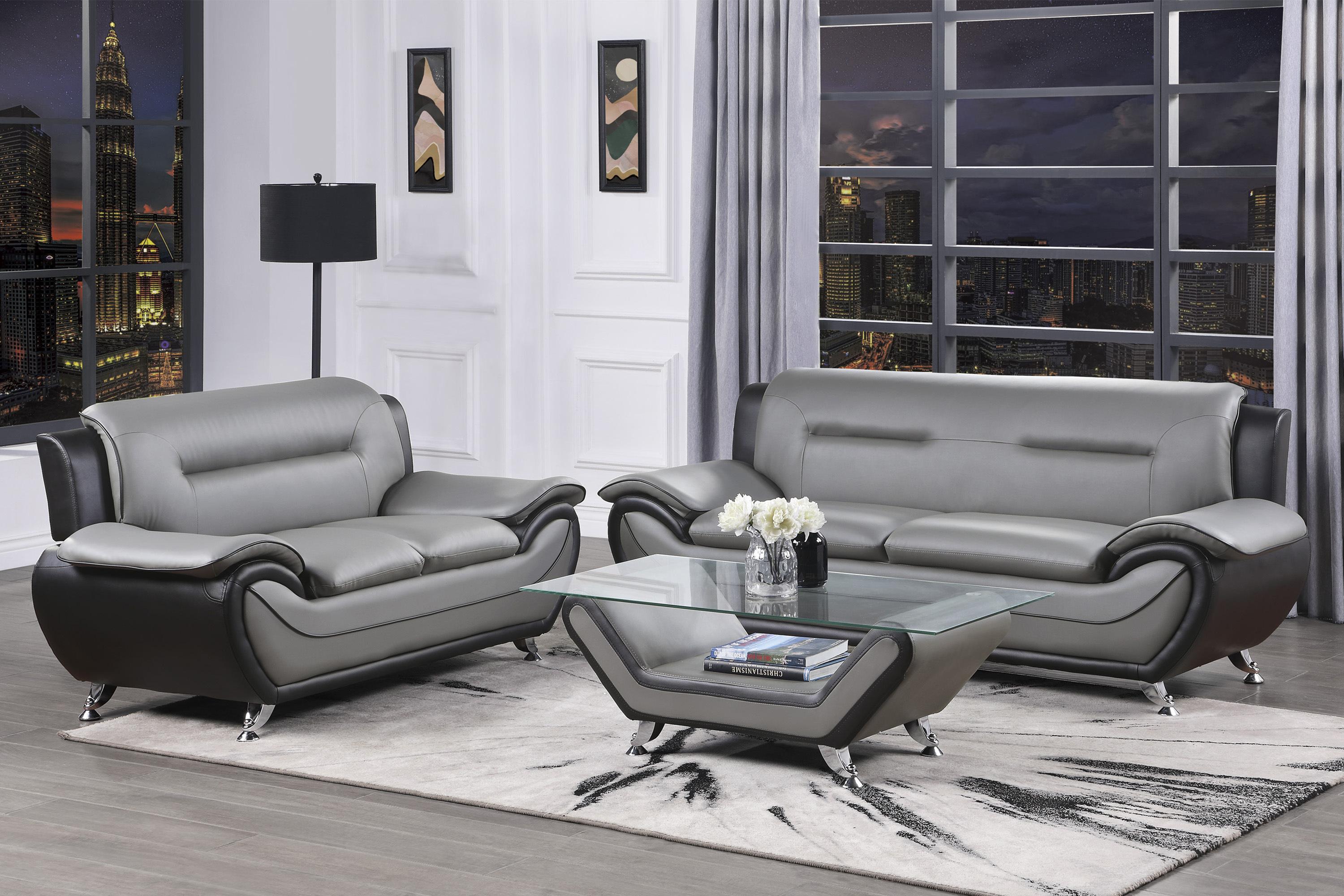 

    
Contemporary Gray Solid Wood Living Room Set 2pcs Homelegance 9419 Matteo
