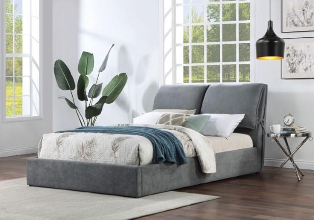 Contemporary Platform Bed Pillsbury Queen Platform Bed CM7474GY-Q CM7474GY-Q in Gray Fabric