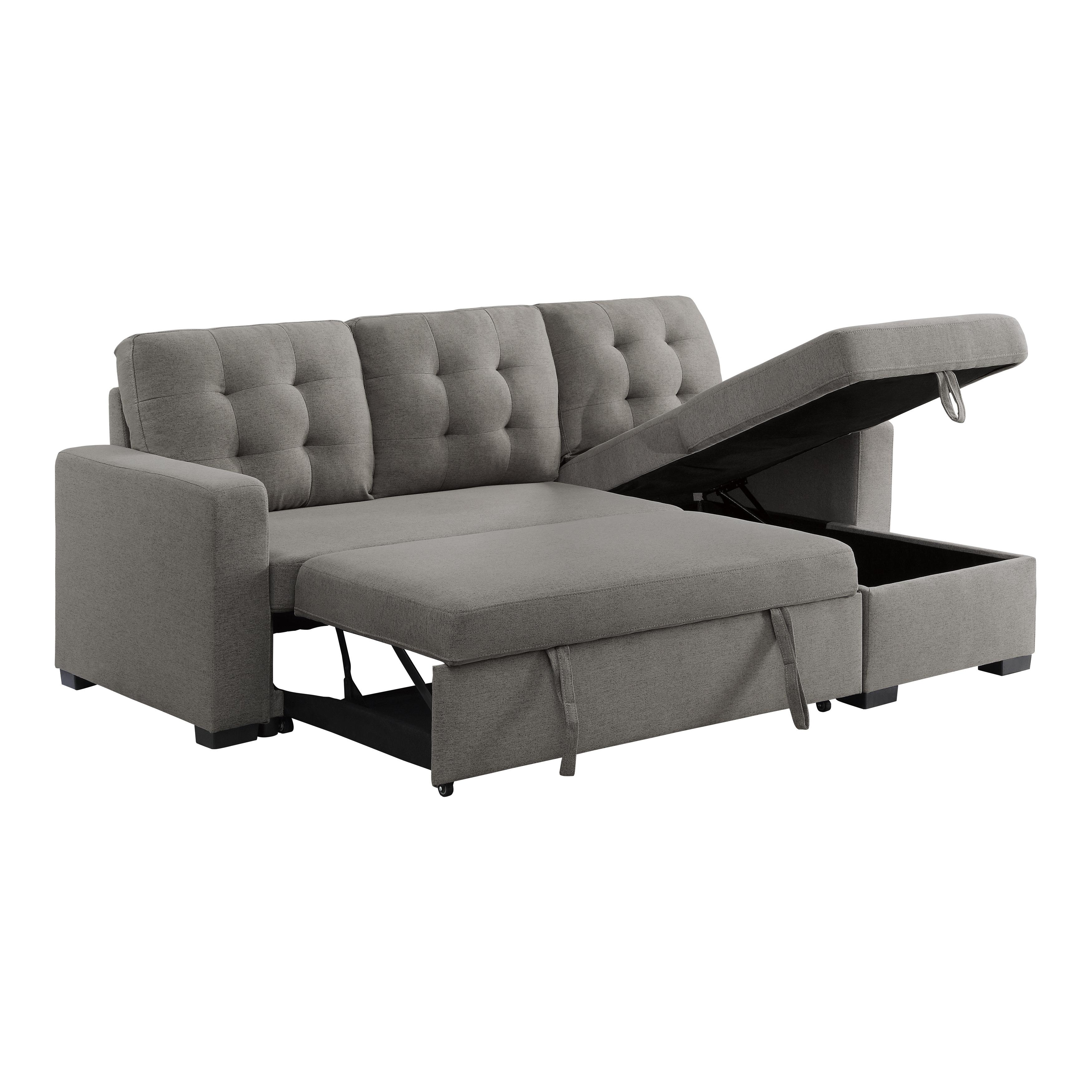 

    
 Shop  Contemporary Gray Solid Wood Reversible 2-Piece Sectional Homelegance 9314GY*SC Cornish
